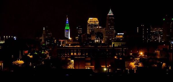 Illuminated city at night