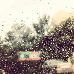 Close-up of water drops on glass