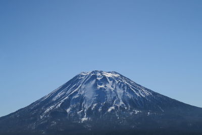 Snowcapped mountain against clear blue sky