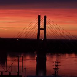 Silhouette bridge against sky during sunset