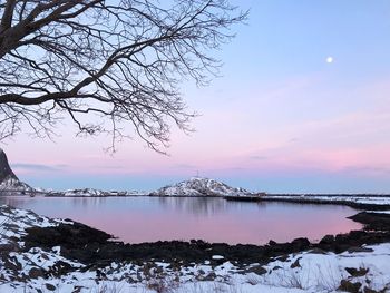 Scenic view of sea against sky during winter