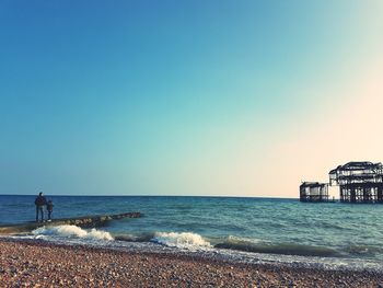 Scenic view of sea against clear sky