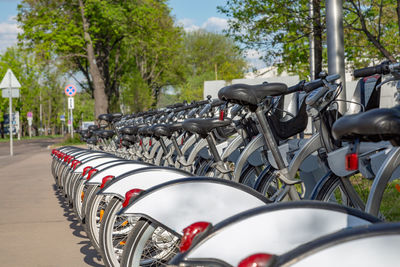 Bicycles in parking lot