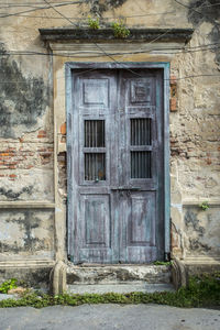 Closed door of old building