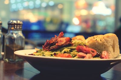Close-up of food in plate on table