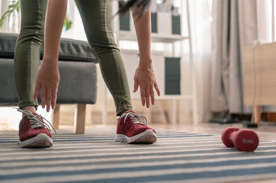 Low section of people standing on floor