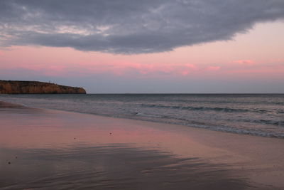 Scenic view of sea against sky at sunset