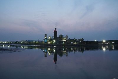 Reflection of buildings in lake