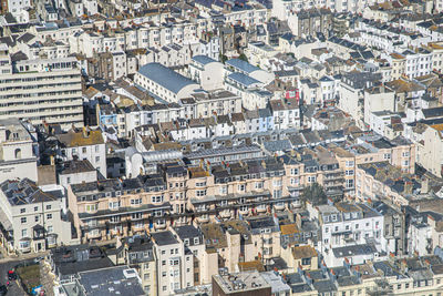 High angle view of buildings in city