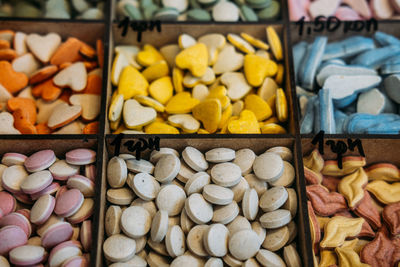 Various vegetables for sale at market stall