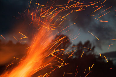 Firework display at night