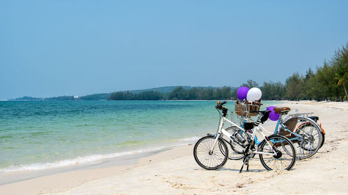 View of bicycle on beach