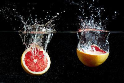 Close-up of sliced orange in water