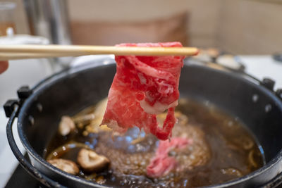 Close-up of wagyu  beef in bowl