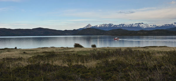 Scenic view of lake against sky