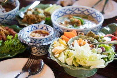 Close-up of food on table