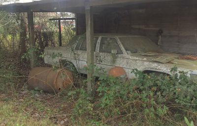 Close-up of abandoned vehicle