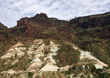 Low angle view of rock formations against sky