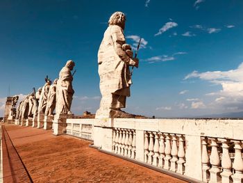 Low angle view of statue against sky