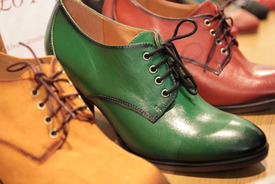 High angle view of shoes on table