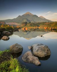 Scenic view of lake against sky