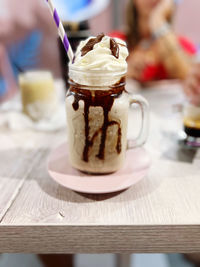 Close-up of dessert on table