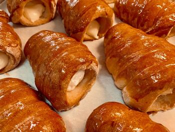 High angle view of sweet breads