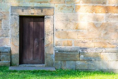 Closed door of old building