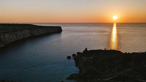 Scenic view of sea against sky during sunset