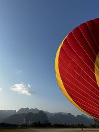 Hot air balloon against sky in laos 