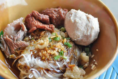 Close-up of meal served in plate