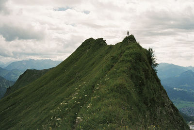 Scenic view of mountains against sky near oberstdorf, germany. shot on 35mm kodak portra 800 film.