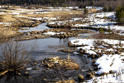 Scenic view of frozen lake in winter