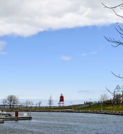 Scenic view of lake against sky