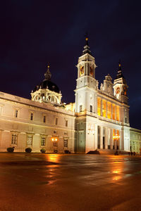 A night view of cathedral of the almudena, madrid, spain