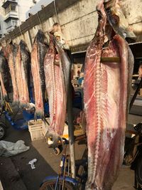 Panoramic shot of food hanging outdoors