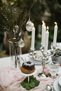 Food on a beautifully decorated easter table