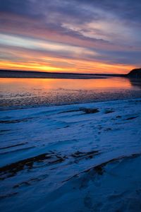 Scenic view of sea at sunset