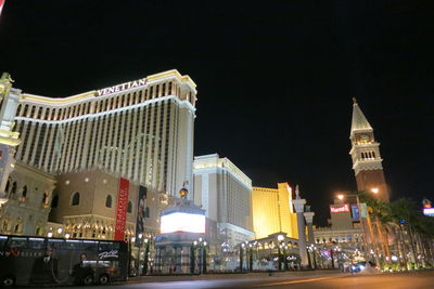 Illuminated buildings at night