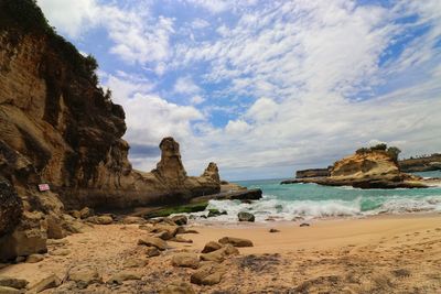 Scenic view of beach against sky