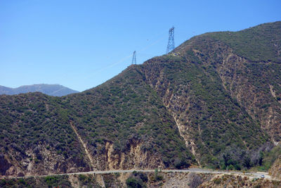 Low angle view of mountain against clear sky