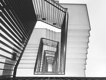 Low angle view of spiral staircase against building