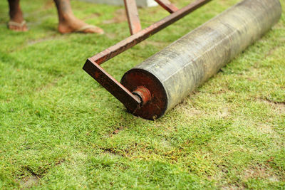 Steel roller for pressing the lawn fiel