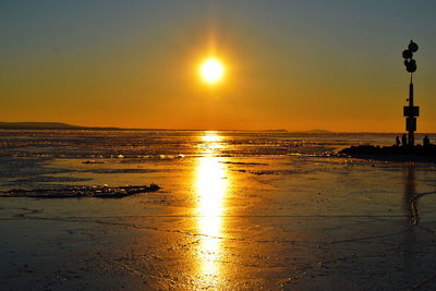 Scenic view of sea against sky at sunset