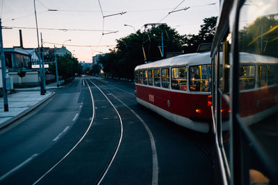 A moving tram at sunset... 