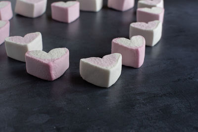 Close-up of heart shape on table