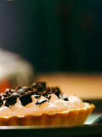 Close-up of cake in plate on table