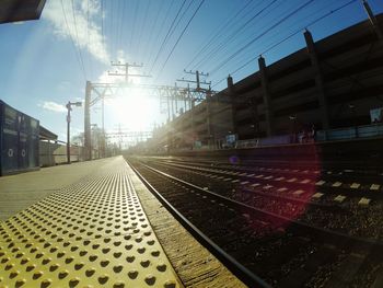 Railroad station platform against sky