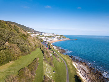 High angle view of sea against sky