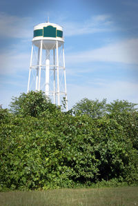 Low angle view of water tower against sky